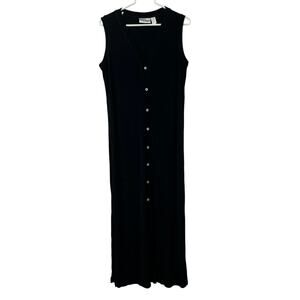 Private Edition Chico's Womens 2 Large Black Button Down Slinky Knit Maxi Dress